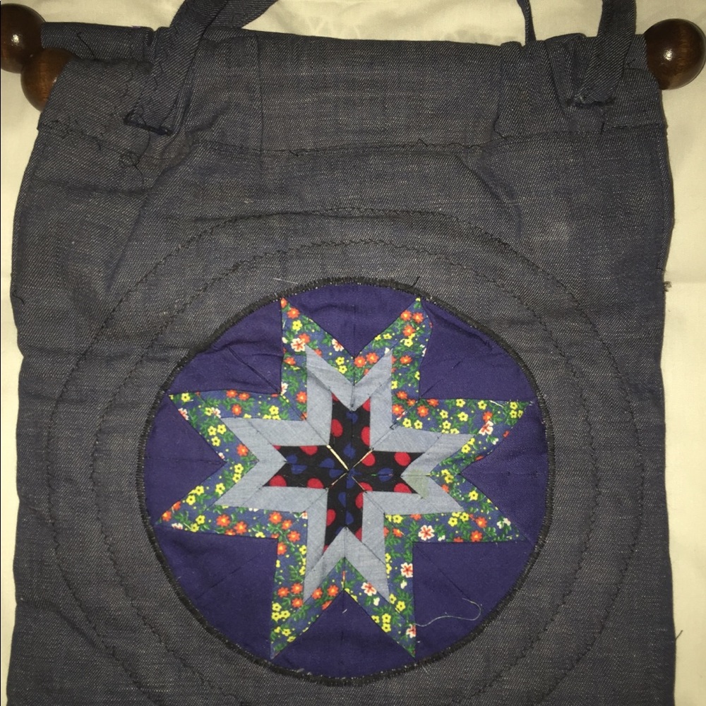 Handmade patchwork denim bag double sided - Picture 2 of 3